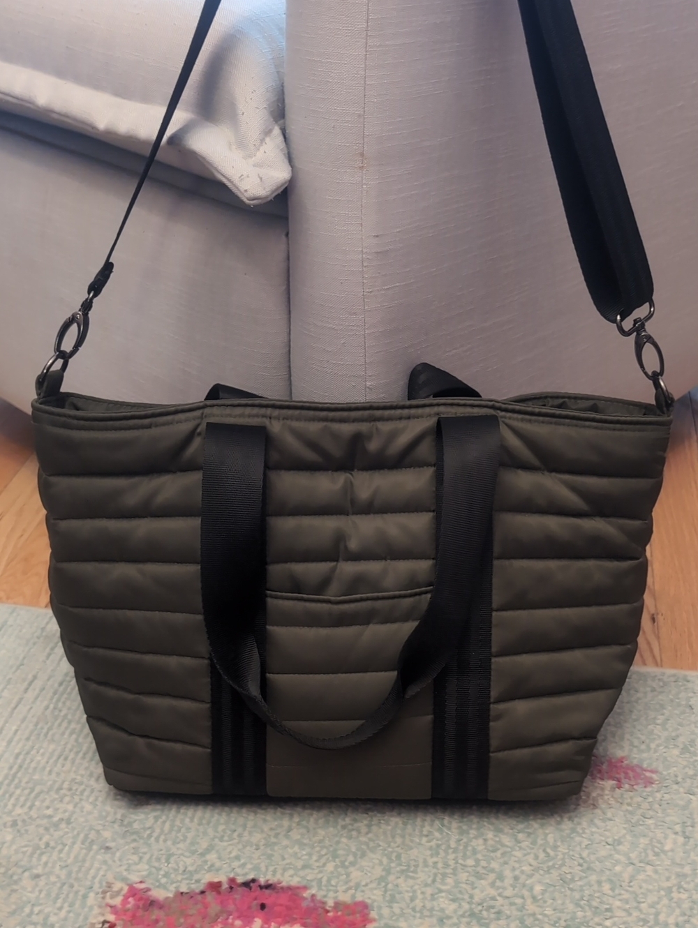 Quilted Tote Bag with Removable Strap